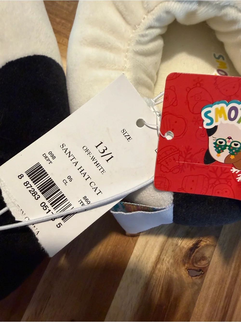 Squishmallow Christmas Cat Plush Neck Pillow - Cream & Black with Red Santa Hat